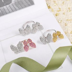 Cluster Rings High Quality 925 Sterling Silver Color Diamond Butterfly Ring For Ladies Simple Sweet Exquisite Jewelry Party