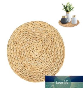 4Pcs Natural Handmade Straw Woven Placemat Round Braided Placemat Mat Table Mat8270073