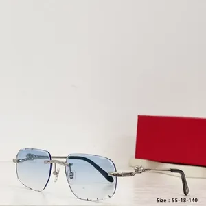 サングラス2024ファッションブランドフレームレスレオパードレッグメタルフレーム電気めっきクラフトエクササイズとエレガントなメガネ