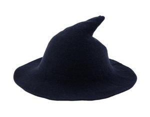 Stingy Brim Hats Ly Ladies Halloween Party Women Fashion Witch Hat Casual Solid Color Wide Knited1151564