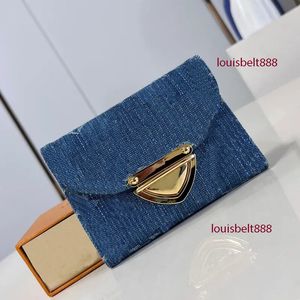 Designer Wallet Blue Denim Clamshell Wallet Serie Victorine Wallet Classic Interior Card Slot Ladies Pass Tasca da viaggio Plofoglio Portafoglio Portafoglio