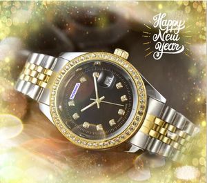 Popular Mens Unisex Watches Women Day Date Time Clock Quartz Movement Chronograph Diamonds Ring Dot hour calendar President Chain Bracelet Watch montre de luxe