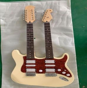 Custom whole double neck cream 6string 12string electric guitar with customization3536777