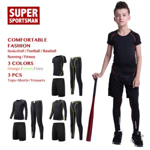 Aksesuarlar Basketbol Sıkıştırma Seti Çocuklar Çocuk Eğitim Trailsuit Sportswear Jogging Suits Spor Giyim Erkekler Fitness Tayt