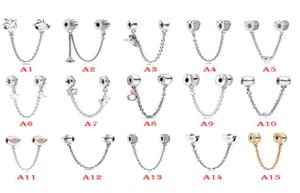 NEW 925 Sterling Silver Fit Charms Bracelets Safe Chain Rainbow Love Heart Crown Gold Charms for European Women Wedding Original Fashion Jewelry1881262