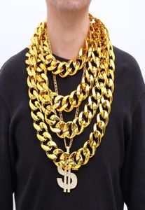 Łańcuchy Hip Hop Złoty kolor duży akrylowy masywny łańcuch naszyjnik dla mężczyzn punkowy duży duży plastikowy łącze men039s biżuteria 20218712954