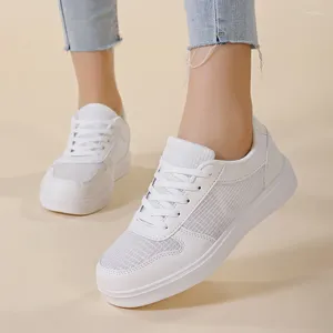 Casual Shoes For Women 2024 Lace Up Women's Vulcanize Spring And Autumn Solid Net Cloth Breathable Low-heeled