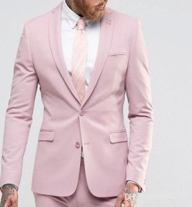 Pink Slim Fit Wedding Tuxedos for Groom Wear 2018 Notched Lapel Custom Made Groomsmen Suit Two Piece Mens Suits Jacket Pants6044677