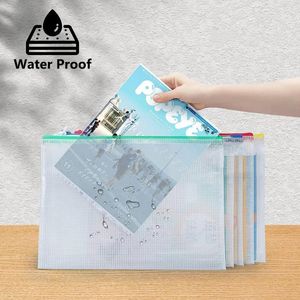 Borse di stoccaggio A3 A4 A5 File in plastica File Poly Motionery Waterproof Zipper PVC Organizzatore Documento Documento Office di carta