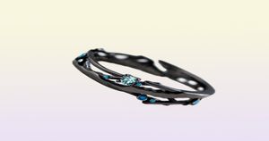 Thaya CZ Milky Way Black Rings Blue Bright Cubic Zirconia Rings 925 Silver Jewelry for Women Lover Vintage Bohemian Retro Gift 2207903292