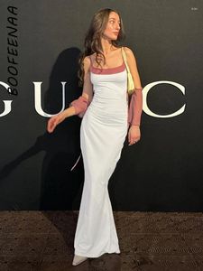 Casual Dresses Boofeenaa Patchwork Spaghetti Strap Bodycon Maxi Dress Elegant Sexy Summer For Women Clothes White Black C85-CZ33