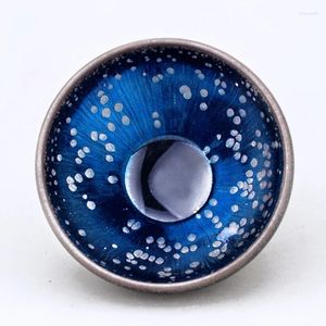 Filiżanki spodki Star Bowl Building Lampa Kolor Glaze Tea Blue Oil Drop Tianmu Kiln Master Cup Set