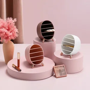 Förvaringslådor 1 st rosa/vit makeup arrangör justerbar låda för ögonbryn blyerts läppstift eyeliner display stativ hållare