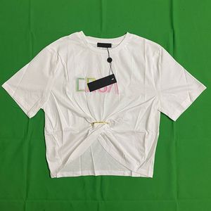 24 designers camisetas de moda t sucas mulheres blusas casual letra de letra de tórax camisa branca algodão curto maré marinha feminina tops tees streetwear