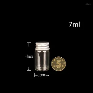 収納ボトル7ml 100pcsガラス希望ボトル空の液体化粧品コンテナクリアアルミニウムねじキャップサンプル香水補充可能なバイアル22