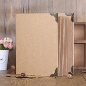 Alben A4 Größe 60 Seiten Kraftpapierblätter Karte Blank Photokard Binder Hochzeit Album DIY Vintage Photo Foto Scrapbook Fotoalbum