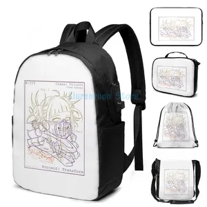 Backpack Funny Graphic Print Project Himiko Toga USB Charge Men School Bags Women Bag Travel Laptop