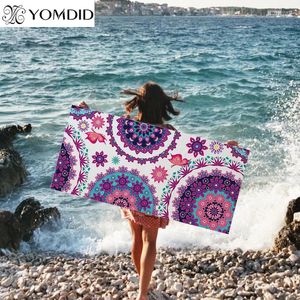Handduk 150x75cm badhanddukar Microfiber tyg Big tecknad mönster strand tryckt 19 färg tillgängliga mode kvinnor sjal