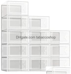 Storage Boxes Bins Shoe Clear Plastic Stackable Organizer For Closet Foldable Shoes Containers Holders Drop Delivery Home Garden H1358665