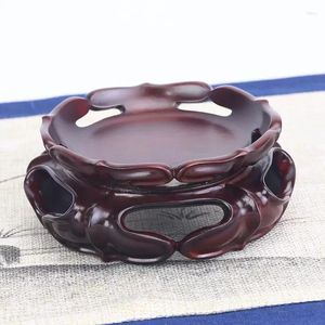 Decorative Plates Sour Wood Hollow Concave Base Jade Rare Stone Solid Crystal Ball Ornamental Gourd Decoration Wooden