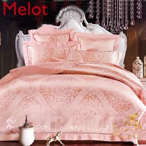 Bedding Define Luxury Borderyer Mulberry Silk Cotton Cotton Fours Fise SetiP Set Pink Home Tubuta Tampa