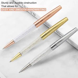 Pens 50Pcs Rose Gold /Silver Pen Diamond Pens Fine Black Ink Crystal Ballpoint Pens