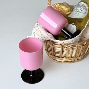 Vinglasglasögon Original hemlagad glas franska rosa retro hög benkall dryck vatten kinesisk antik fruktjuice kopp hus