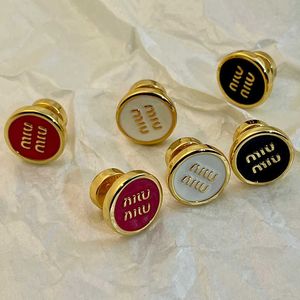 Letter badge metal earrings womens enamel round earrings candy summer trendy earrings high-end feeling French temperament