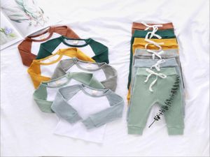 Baby Clothes Sets Infant Long Sleeves Tops Trousers Suits Patchwork Long Sleeves Jumpsuits Panties Ruffle Children Outfits Boutiqu6633393