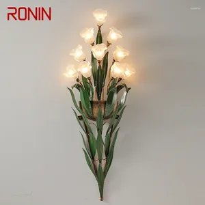 Wall Lamps RONIN American Style Countryside Lamp French Pastoral LED Creative Flower Living Room Bedroom Corridor Home Decoration