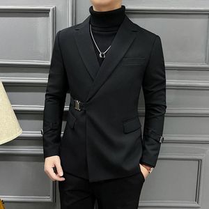 Herrdräkter mode män casual kostym kappa boutique företag personlig fast färg smal passform blazers jacka klänning stor storlek 3xl