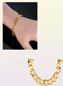 Länk Mensarmband rostfritt stål hela braslet silver färg Braclet Chunky Cuban Chain Gold Armband för man3897668