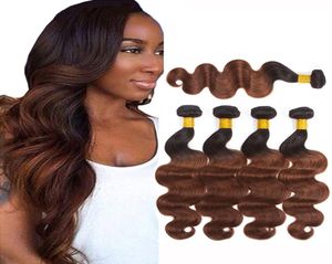 Ombre Body Wave 1B 33 Unprocessed Brazilian Remy Virgin Human Hair 3 or 4 Bundles Long Weave Extensions Natural Black to Light Au9974006
