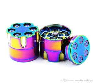 Cheap 3parts Mini Bullet Grinder Rainbow 30mm 3 Pieces 6 Shooter Revolver Metal tobacco dry herb Grinder6349148