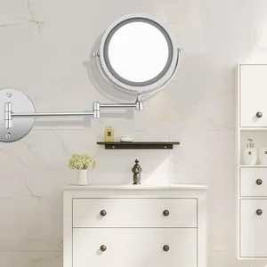 Lâmpada de parede maquiagem montada em 7 polegadas Cermin 1x 10x PEMBESAR TOMBOL DUPLO SENVUEH LED ajustável