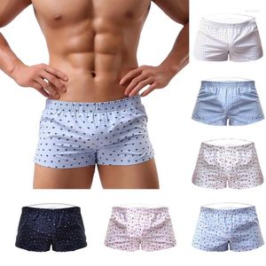 Underpants Sfit 2024 Men Underwear Boxer Shorts Loose Breathable Sleepwear Trunks Slacks Printed Sexy Dot