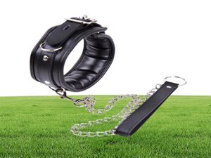 BDSM Leather Dog Collar Slave Bondage Belt With Chains Can LockableFetish Erotic Sex Products Adult Toys For Women And Men1781197