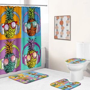 Cortinas de chuveiro Cool Pineapple Banheiro Cortina Fruta American Country Carpet Decoration 180x180cm