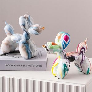 Nordiskt harts Animal Sculpture Balloon Dog Statue Home Decoration Accessories Kawaii Room Office Standing Figurine 2208161992859