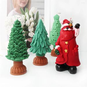 Baking Moulds Silicone Christmas Tree Candle Mold Three-dimensional Ornaments Santa Claus Gift Box Decoration Cake