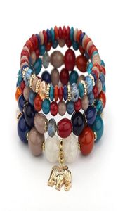 Strands di perline perle di vetro bohémien set di braccialette di perline per donne in stile etnico Multilayer Elephant Charm Bracelets1674018