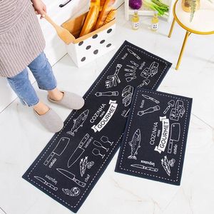 Carpets 2 Pieces Of Household Kitchen Non-slip Absorbent Mat Combination Strip Crystal Velvet Floor Entrance Porch Home Carpet