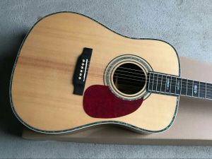 Gitarrfabrik Anpassad 41 tum 20 banden rundat hörn 45 Natural Wood Folk Acoustic Guitar med Red Pearl PickGuard