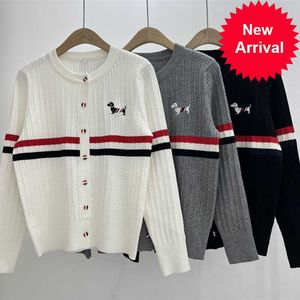 23 Autumn New Tb Academy Style Round Neck Dog Badge Knitted Cardigan Women