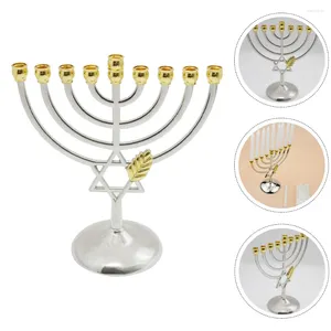 Mum Tutucu Tutucu Hanukkah Menorah Şamdan Yahudi Stand Metal Chanukah Şubesi Masaüstü Şamdan Parti Masa Kupaları İsrail Sütunu