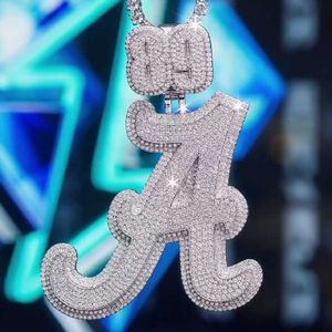 Anpassad hiphop iced Out Initial Letter Diamond Sterling Sier Moissanite Pendant