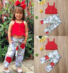 Summer Toddler Baby Girl Clothes Sleeveless Top Crop Floral Pants Outfits Set1003393