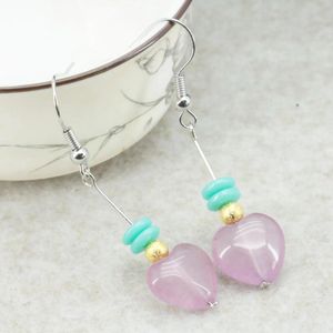 Dingle örhängen 12mm hjärtform lila jades chalcedony droppe med abacus blå harts pärlor diy smycken gör design kvinnor flickor gåvor