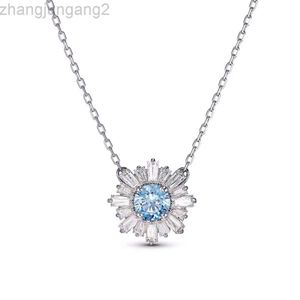 Designer Swarovskis Jewelry Shi Jia 1 1 Original Template Blue Sunflower Necklace Female Swallow Element Crystal Daisy Collar Chain Female Generation