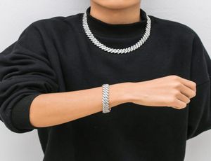 Moda Hip Hop Naszyjnik Projektowanie Bransoletka 14 mm Cuban Link Łańcuch prawdziwy złote naszyjniki 16182022224 cala rapera Diamond5925560